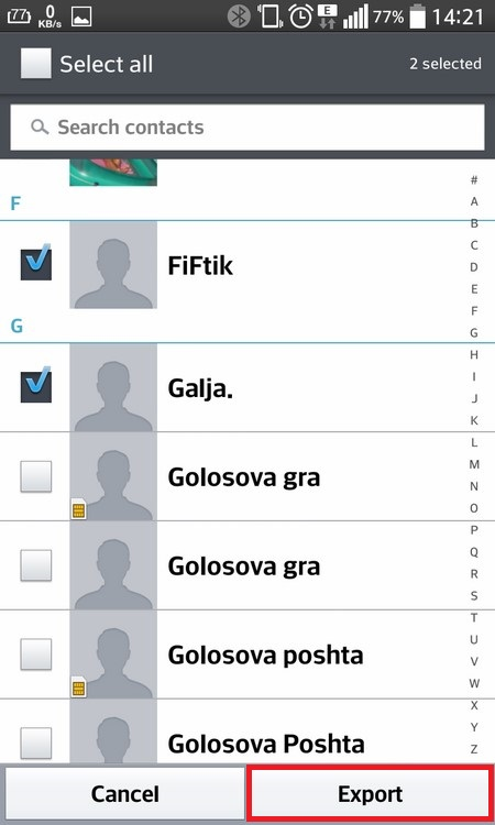 Selecting all Contacts