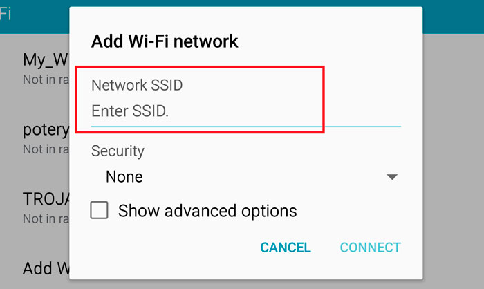 SSID of the network