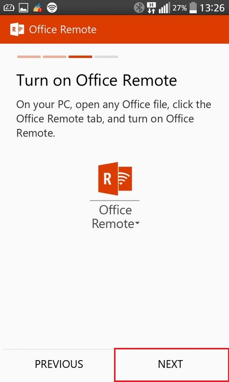 Turn on Office Remote